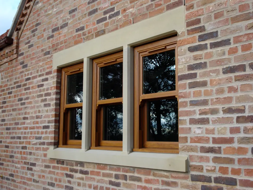 Golden oak sash windows