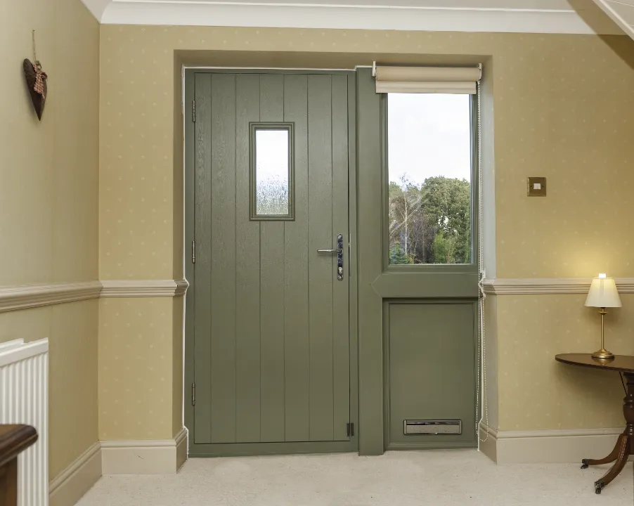 Front door with side panel