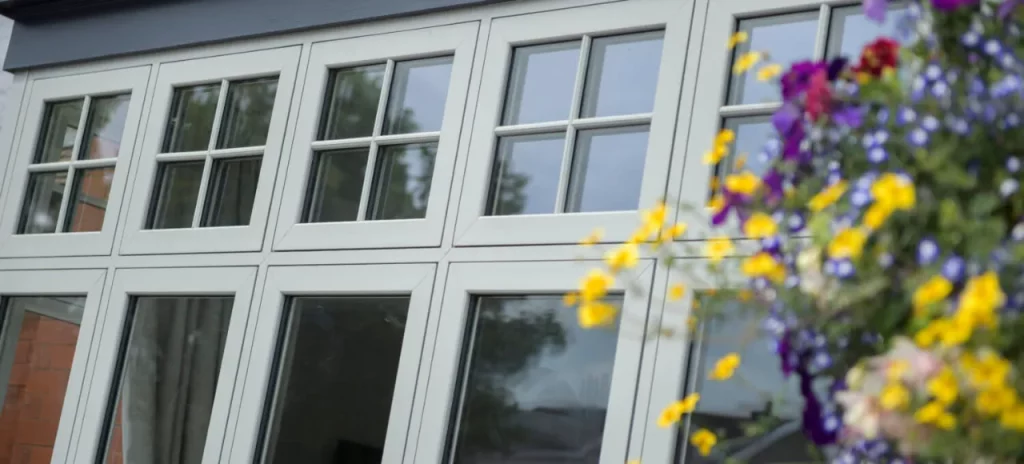 White flush sash window