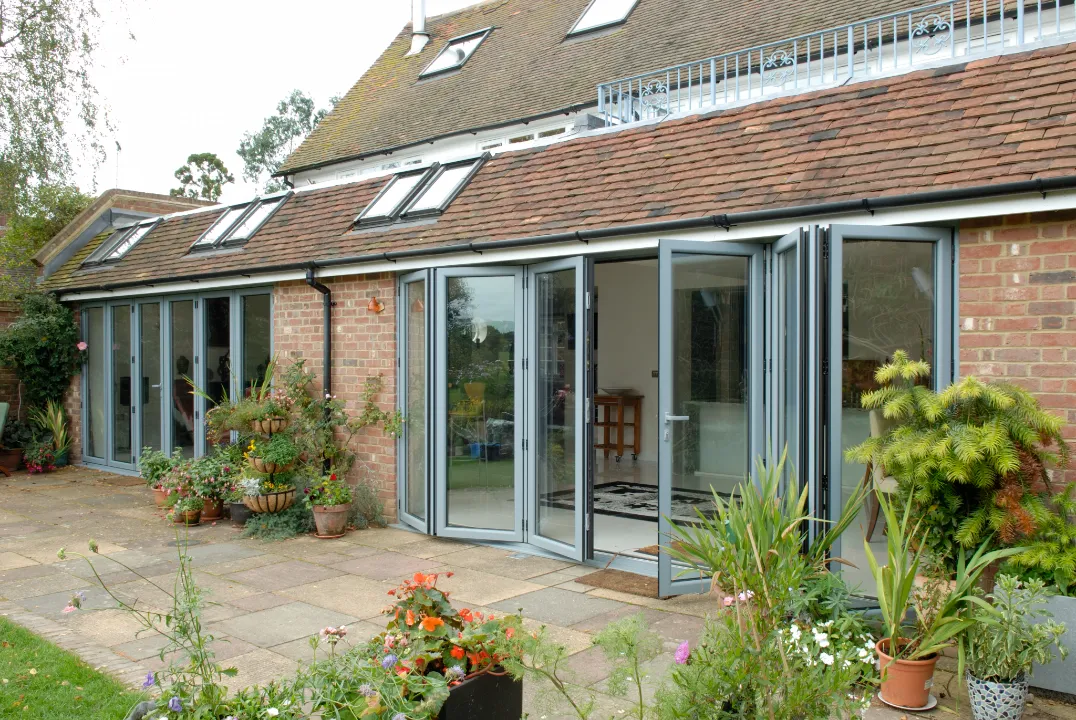 Grey bi-folding doors