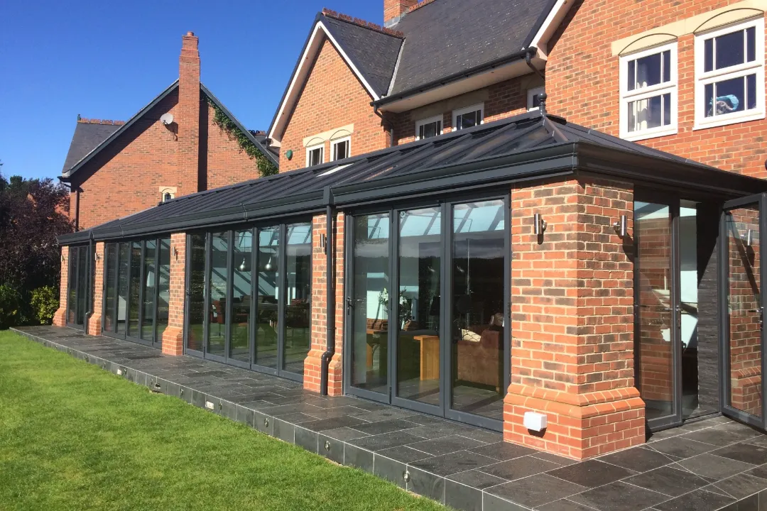 Large orangery with bi-folds