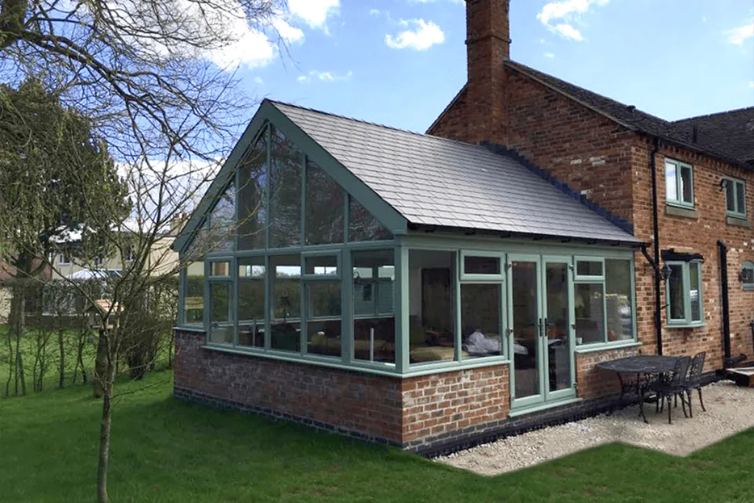 Large gable extension with tiled roof