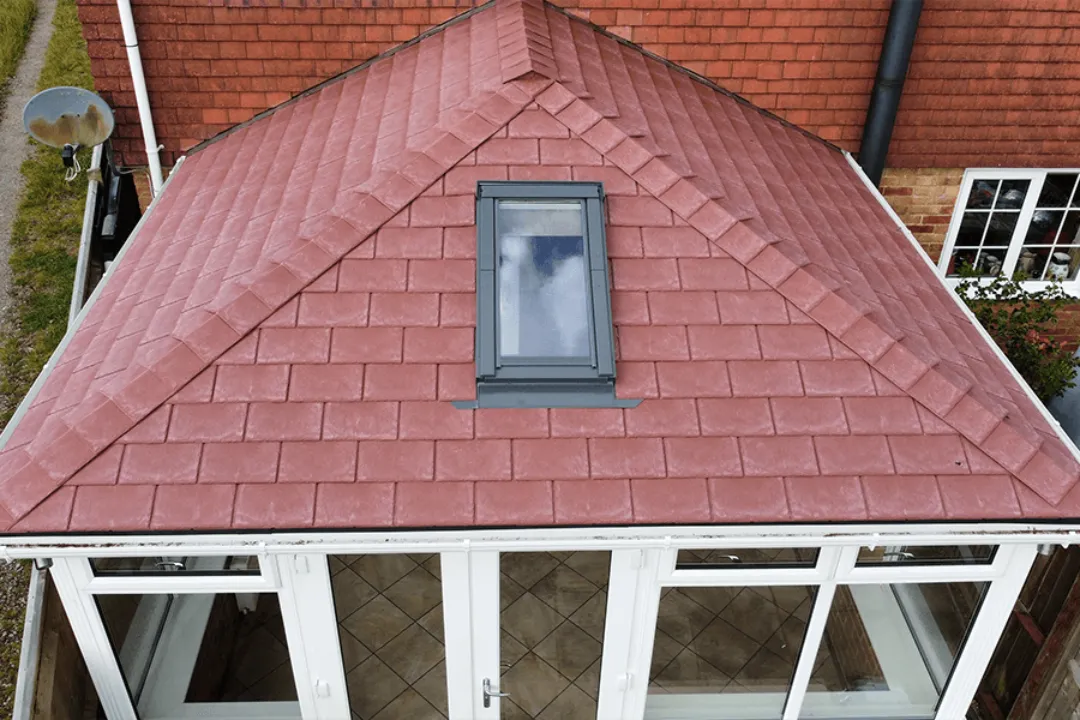 Close up of red tiled roof