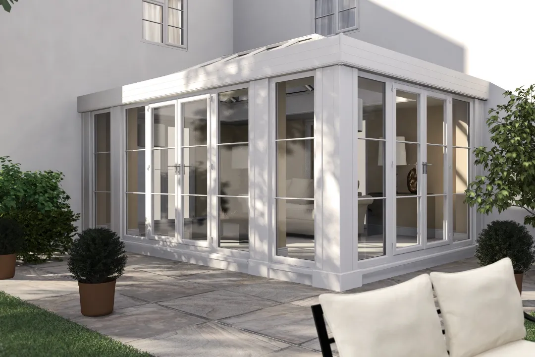 White orangery with french doors