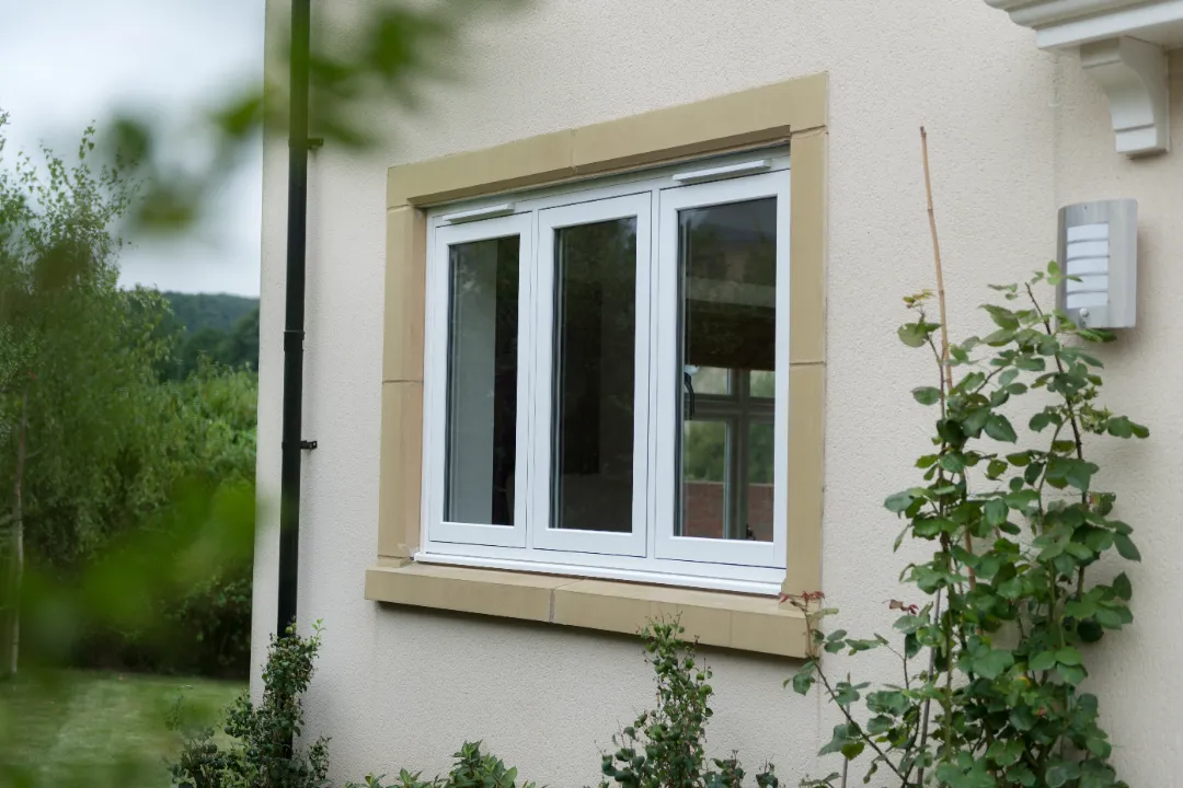 White flush sash window