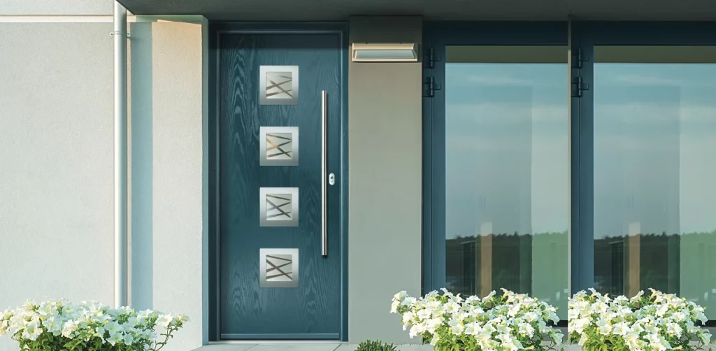 modern composite door with top side light